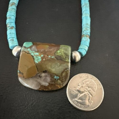 Navajo SpiderWeb Turquoise Heishi Pearls Necklace | Sterling Silver | 20" | 17088