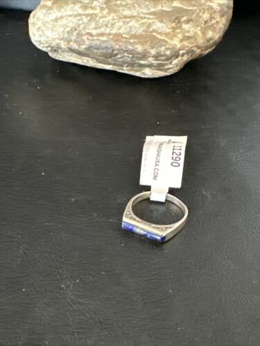 Navajo Navy Blue Lapis Inlay Ring | Sterling Silver | Sz 7 | Authentic Native American Handmade | 11290