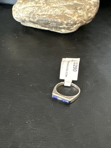 Navajo Navy Blue Lapis Inlay Ring | Sterling Silver | Sz 7 | Authentic Native American Handmade | 11290 - Masha USA