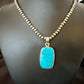 Blue Kingman Turquoise Pendant | Navajo Pearls | Sterling Silver Necklace 20" | 16996