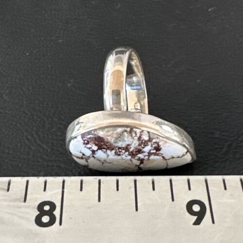 Men's & Women's Wild Horse Turquoise Navajo Ring | Sterling Silver | Sz 7 | Authentic Native American Handmade | 17365