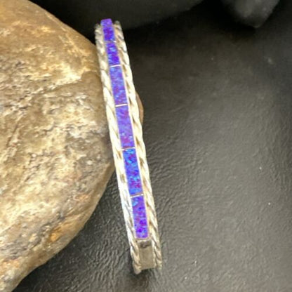 Southwestern Zuni Purple Opal Faux Inlay Cuff Bracelet | Sterling Silver | 16887