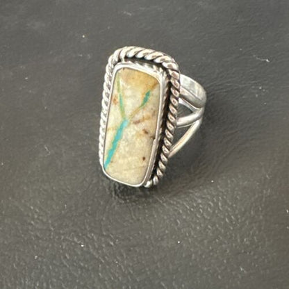 Navajo Ribbon Boulder Turquoise Ring | Sterling Silver | Sz 7 | Authentic Native American Handmade | 16473