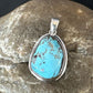 Navajo Blue Bisbee Turquoise Pendant | Sterling Silver | 1" | Authentic Native American Handmade | 17251