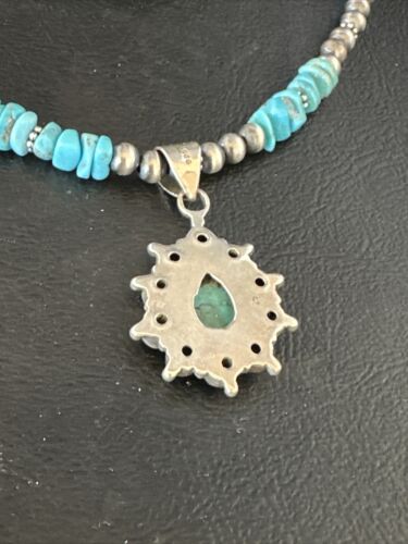 Navajo Kingman Turquoise Pendant Necklace | Sterling Silver | Native American Handmade | 14828