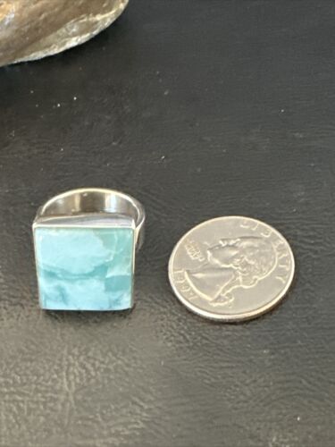 Navajo Blue Larimar Ring | Sterling Silver | Sz 8 | Authentic Native American Handmade | 17589