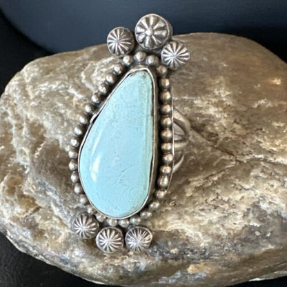 Women's Dry Creek Turquoise Ring | Navajo Sterling Silver | Sz 7 | 15895