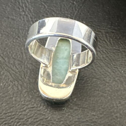 Navajo Blue Larimar Ring | Sterling Silver | Sz 7 | Authentic Native American Handmade | 17662