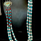 Navajo Blue Turquoise 3-Strand Coral Pendant Necklace | Sterling Silver | Authentic Native American Handmade | 15516