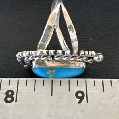 Men's Sterling Silver Blue Kingman Turquoise Ring | Sz 10 | Authentic Native American Handmade | 17647