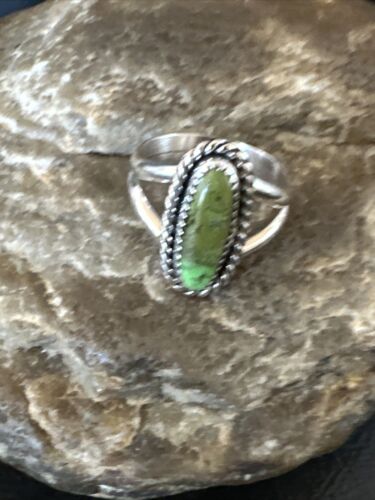 Navajo Green Gaspeite Ring | Sterling Silver | Sz 6.5 | Authentic Native American Handmade | 16402