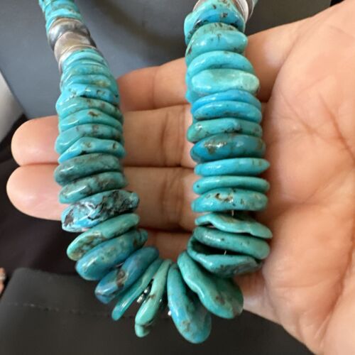 Authentic Native American Navajo Graduated Turquoise Necklace | Sterling Silver | 21" | 16487