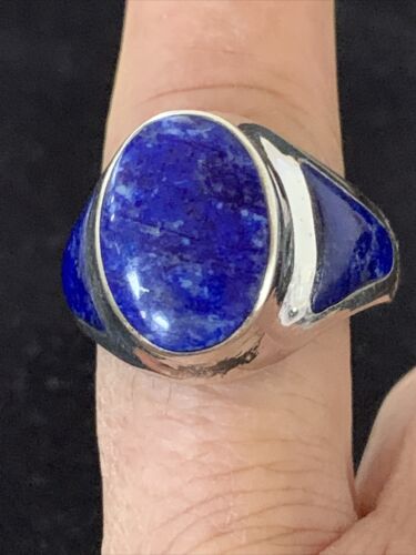 Navajo Blue Lapis Lazuli Inlay Ring | Sterling Silver | Sz 11 | Authentic Native American Handmade | 1457