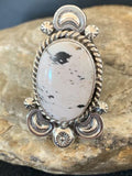 Southwestern Men's White Buffalo Turquoise Ring | Sterling Silver | Sz 10 | 433