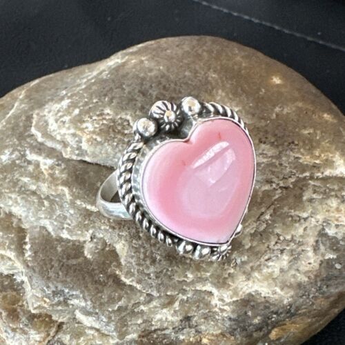 Navajo Pink Conch Heart Ring | Handmade | Sz 10 | Authentic Native American | 16042