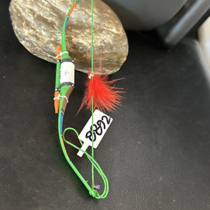 Handmade Green Bow Car Charm | 6.5" Mirror Dangler | Southwestern Jewelry | 8892
