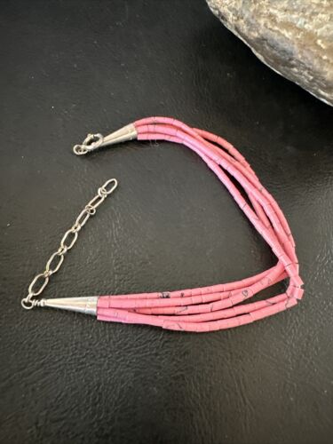 Navajo Pink Rhodochrosite 5-Strand Heishi Bracelet | Authentic Native American Handmade | 16978
