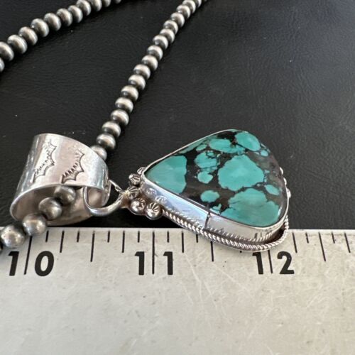Men's Spiderweb Turquoise Pendant | Navajo Pearls Sterling Silver Necklace | Authentic Native American Handmade | 17068