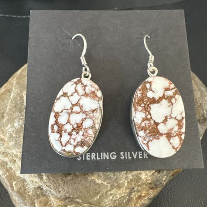 Navajo Wild Horse Turquoise Dangle Earrings | Sterling Silver | Authentic Native American Handmade | 15746