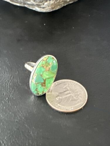 Navajo Green Mojave Turquoise Ring | Sterling Silver | Sz 7 | Authentic Native American Handmade | 15591