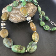 Navajo Green Turquoise Chunky Necklace | Sterling Silver | 24" | Authentic Native American | 15203