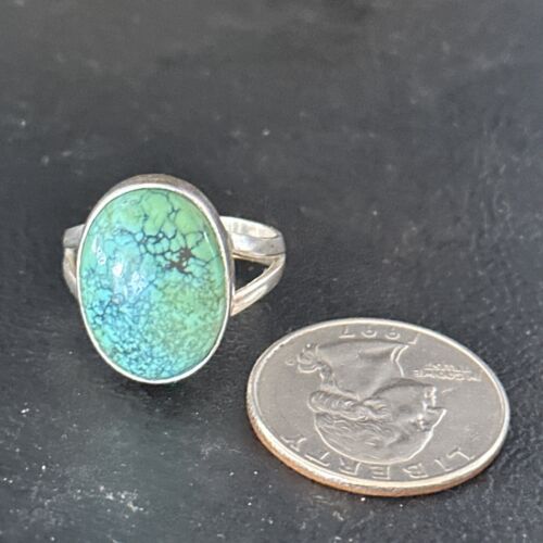 Navajo Green Turquoise Ring | Sterling Silver | Sz 8 | Authentic Native American Handmade | 14751