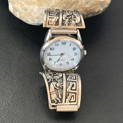 Men's HOPI Native American Sterling Silver Watch Tips Kokopelli Bracelet | Authentic Native American Jewelry | 2093