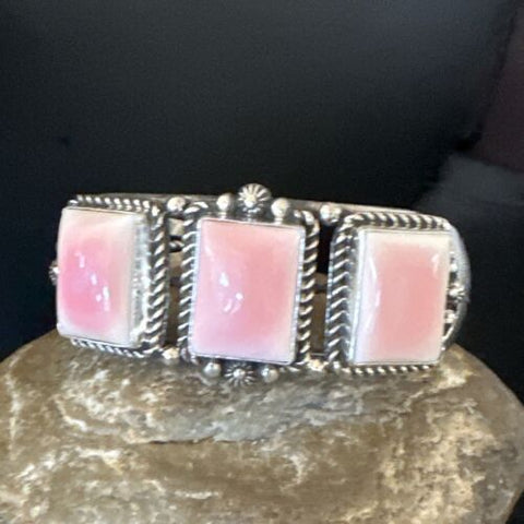 Gorgeous Pink Conch Navajo American Sterling Silver Cuff Bracelet 16120