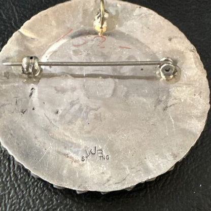 Zuni Multi-Color Turquoise Needle Point Wheel Pin Pendant | Sterling Silver | Authentic Native American Handmade | 15154