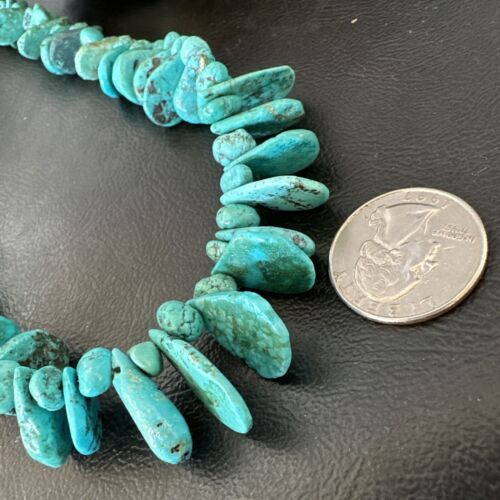 Navajo Blue Nugget Turquoise Bead Necklace | Sterling Silver Pearls | 20" | Authentic Native American Handmade | 16519