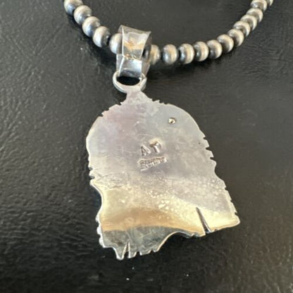 Navajo Red Spiny Oyster Pendant Necklace | Sterling Silver | Authentic Native American Handmade | 16148