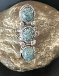 Navajo Blue Spiderweb Turquoise Cluster Ring | Authentic Native American Sterling Silver | Multi-Stone | Sz 9 | 16704
