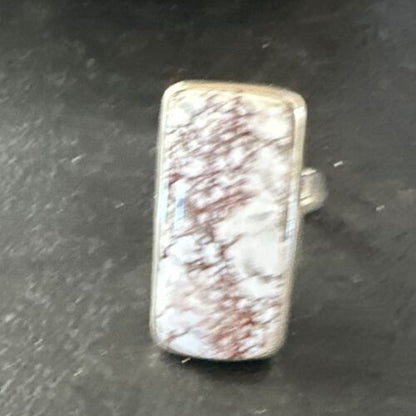 Navajo Wild Horse Turquoise Ring | Sterling Silver | Sz 7 Adjustable | Authentic Native American Handmade | 15543