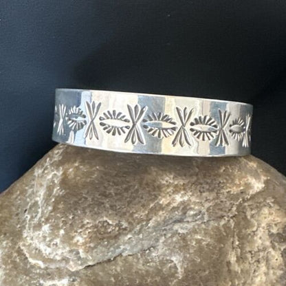 Navajo Stamped Cuff Bracelet | Sterling Silver | Authentic Native American Handmade | 16125
