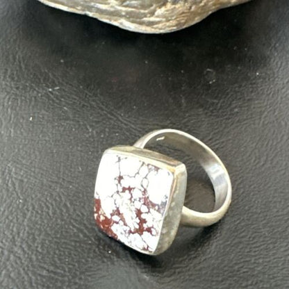 Men's and Women's Wild Horse Turquoise Ring | Navajo Sterling Silver | Sz 8 | 17262