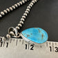 Blue Kingman Turquoise Pendant | Navajo Pearls | Sterling Silver Necklace 20" | 17010