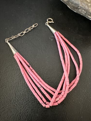 Navajo Pink Rhodochrosite 5-Strand Heishi Bracelet | Authentic Native American Handmade | 16978