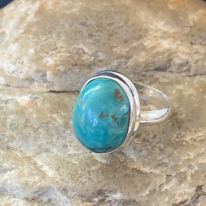 Navajo Spiderweb Blue Turquoise Ring | Sterling Silver | Sz 6 | Authentic Native American Handmade | 11429