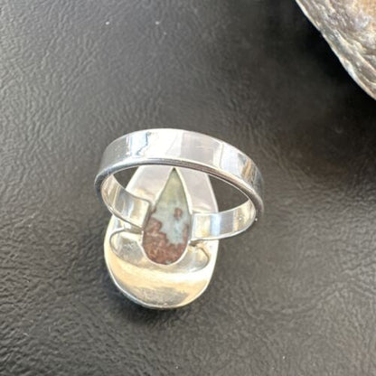 Navajo Blue Larimar Ring | Sterling Silver | Sz 10 | Authentic Native American Handmade | 16598