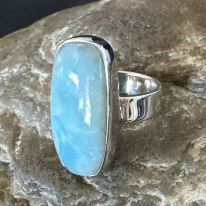 Navajo Blue Larimar Ring | Sterling Silver | Sz 7 | Authentic Native American Handmade | 17662