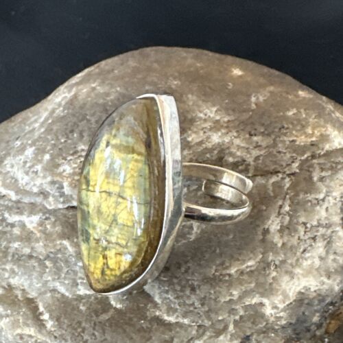 Navajo Sterling Silver Adjustable Coffee Tiger's Eye Ring | Sz 10 | 16056