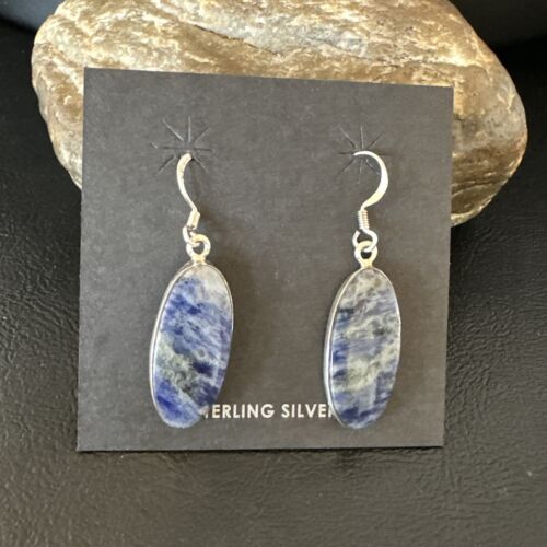 Blue Denim Lapis Dangle Earrings | Sterling Silver | 1" | 15808