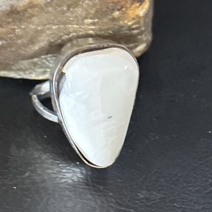 Men's Navajo White Buffalo Turquoise Ring | Sterling Silver | Sz 8.5 | Authentic Native American Handmade | 14745