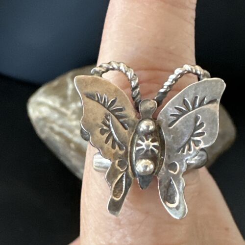 Navajo Sterling Silver Butterfly Ring | Sz 8.5 | Authentic Native American Handmade | 16973