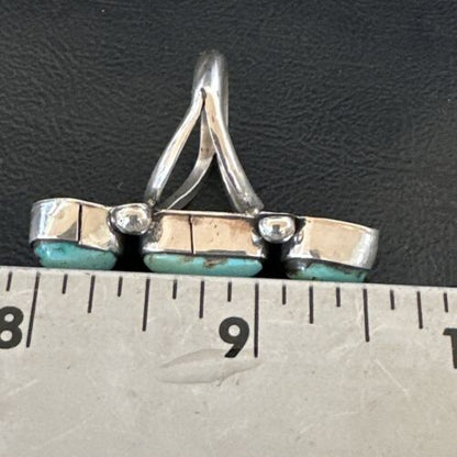 Navajo Blue Turquoise Cluster Ring | Authentic Native American Sterling Silver | Multi-Stone | Sz 7 | 17841