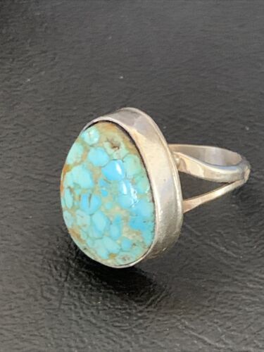 Men's Navajo Blue Spiderweb Turquoise Ring | Sterling Silver | Sz 10 | Authentic Native American Handmade | 12545