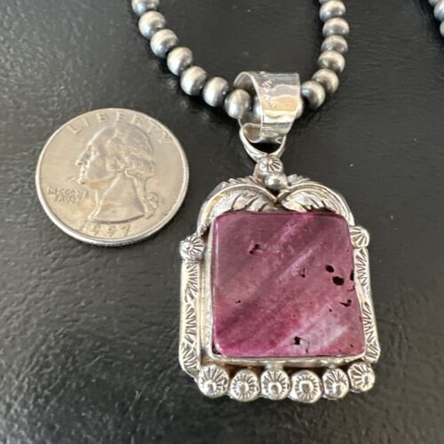 Navajo Purple Spiny Oyster Pendant Necklace | Sterling Silver | Native American Handmade | 16140