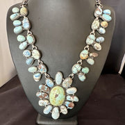 Navajo Blue Golden Hills Turquoise Lariat Necklace Pendant |Authentic Native American Handmade | 16183