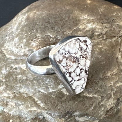 Men's Women's Wild Horse Turquoise Ring | Navajo Sterling Silver | Sz 7 | Authentic Native American Handmade | 17260