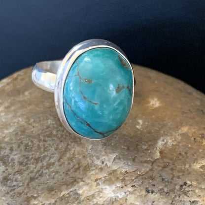 Navajo Spiderweb Blue Turquoise Ring | Sterling Silver | Sz 6 | Authentic Native American Handmade | 11429